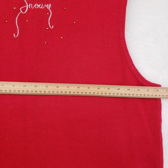 Vintage Designers Originals Studio Sweater Vest Women red 3X Snowman Christmas - Picture 6 of 9
